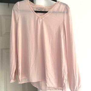LOFT blush pink long sleeve blouse, size small